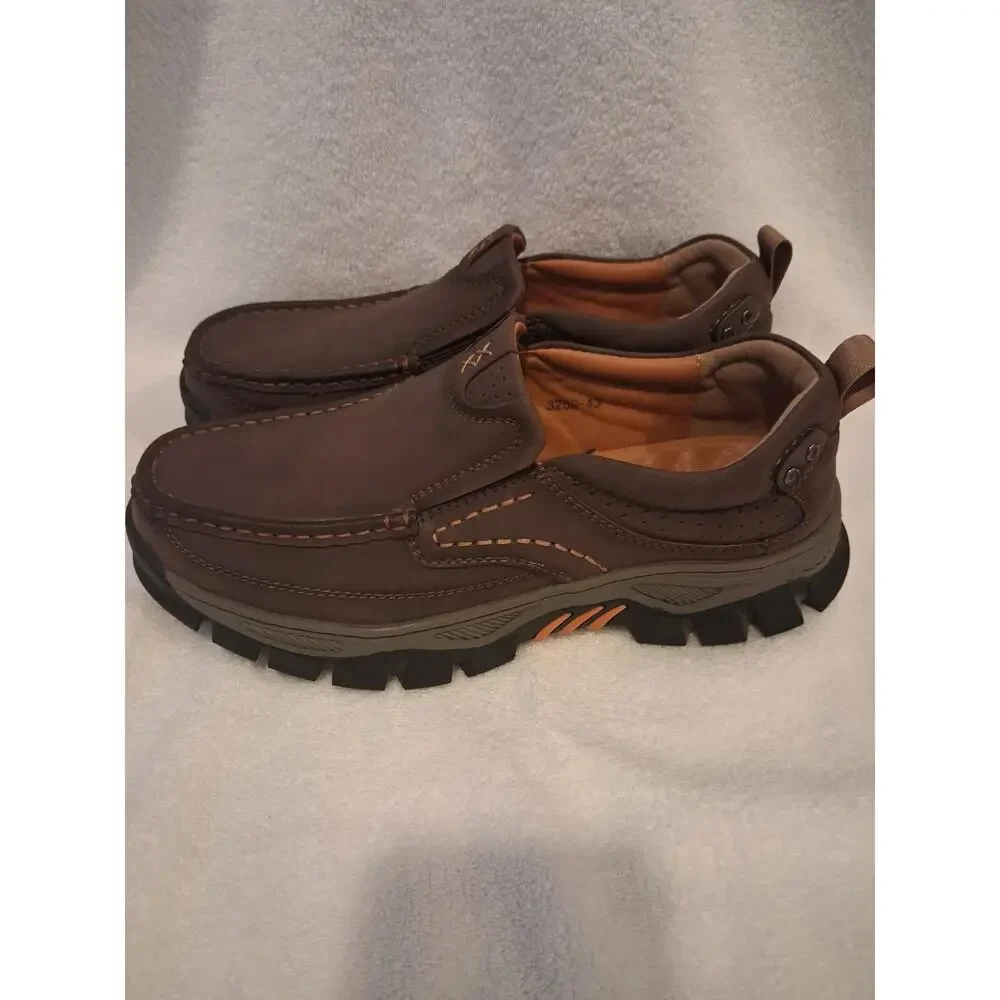 Shoes Slip Loafers On Brown Leather Slip Safety Shoes Composite Toe Sz 9.5 EE